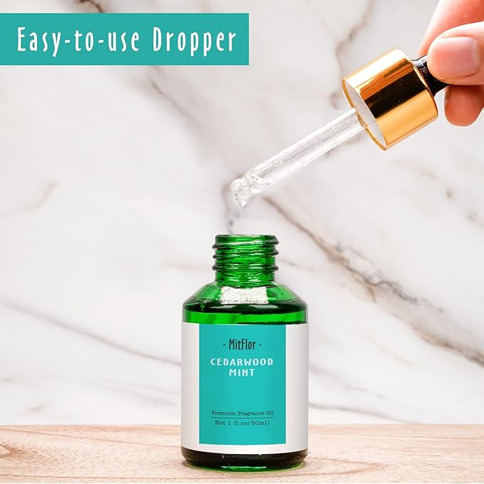 Cedarwood Mint Fragrance Oil, MitFlor Single Scented Oil, Premium Grade Fragrance Oil for Candle Making, Soap Making Scents, Large Size Aromatherapy Oil, Forest Scents for Home Fragrance, 30ml