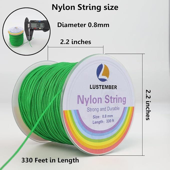 0.8mm Nylon String, Strong Bracelet String, Durable Nylon Cord for Jewelry Making, Bracelets, Beading, Necklaces, Rattail Braiding, Kumihimo, Wind Chimes, Blinds and Handicrafts