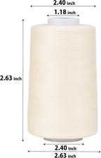 Simthread All Purpose Sewing Thread from 100% Spun Polyester for Serger, Overlock, Merrow, Quilting Sewing 4 Big Cones of 5000M (5500 Yards) Each - 40S/2 Ivory White