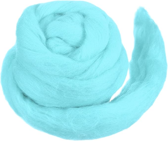 MECCANIXITY Wool Roving Yarn Soft Felting Wool 50g/1.76oz Pure Chunky Roving Yarn for Needle Felting Knitting Blanket Spinning Weaving Art DIY Craft Sky Blue