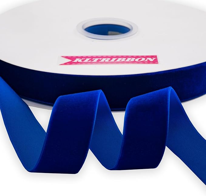 Nylon Velvet Ribbon Single Faced,1 Inch X 25Yards Spool (Royal Blue)