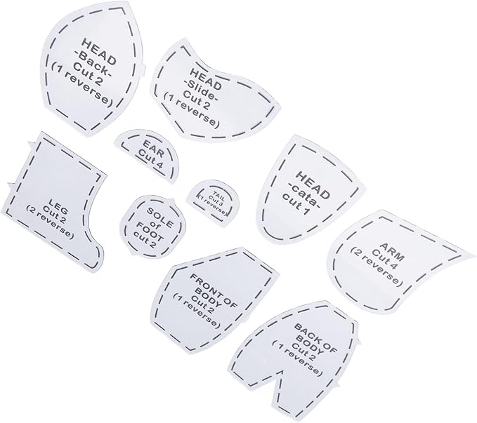 Keenso 10pcs Memory Bear Sewing Patterns Template,Bear Sewing Template Set for Sewing (L 15inch)