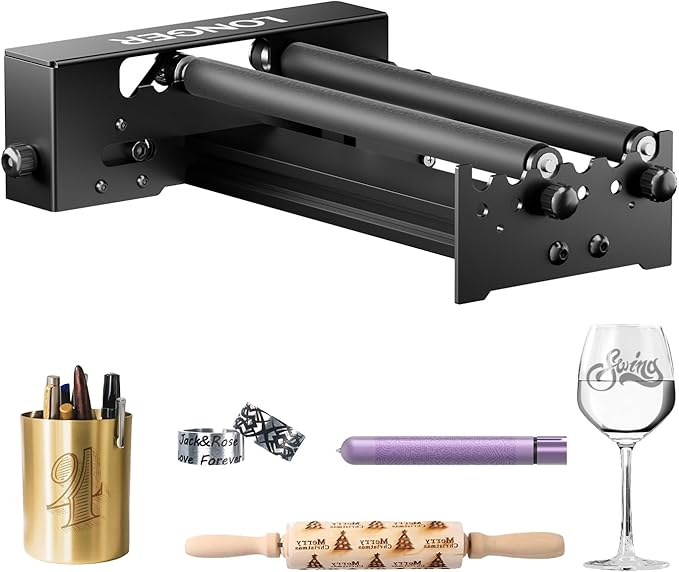 Longer Laser Engraver Rotary Roller, Y-axis Laser Engraver Attachment 360° Rotation, a Good Partner for Laser Engraving Machine， Compatible with Other Brands of Engraver
