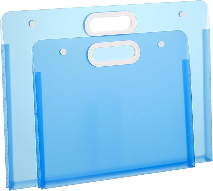 2 pcs Large Art Portfolio Case, Durable Large Portfolio Folder for Artwork, Drawing, Painting Storage, A3 & A4 Size, Blue