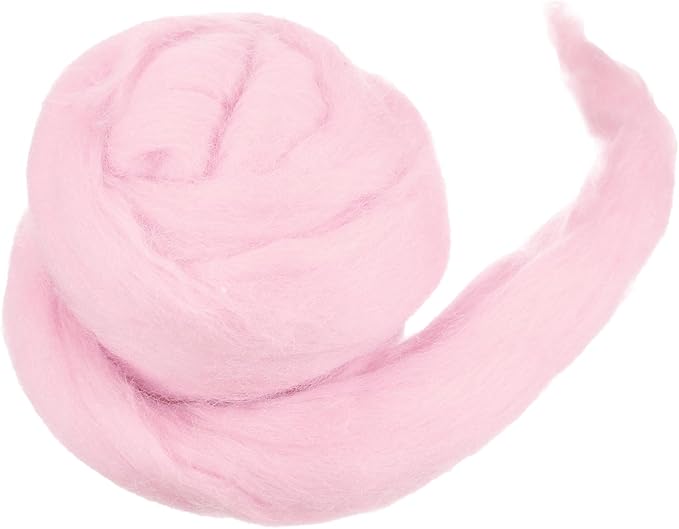 MECCANIXITY Wool Roving Yarn Soft Felting Wool 50g/1.76oz Pure Chunky Roving Yarn for Needle Felting Knitting Blanket Spinning Weaving Art DIY Craft Light Pink