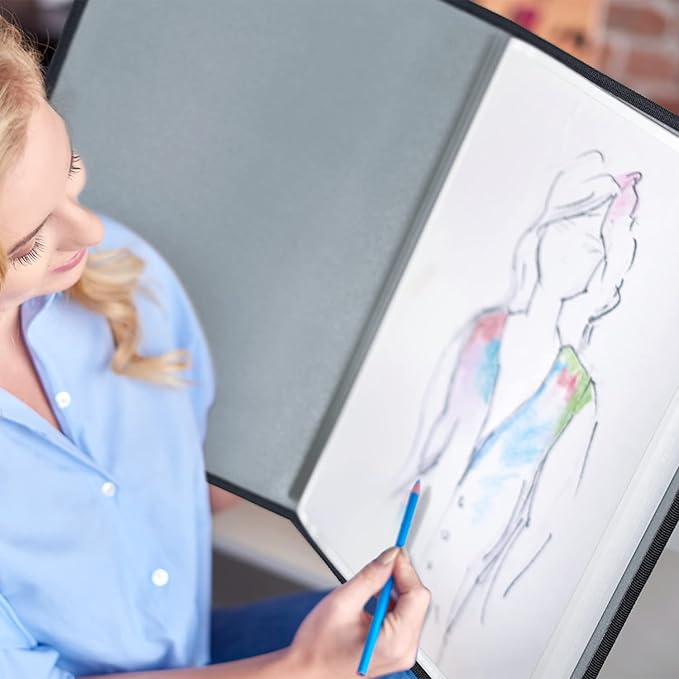 Dunwell 11x17 Art Portfolio Binder with Black Mounting Paper (Silver), Large Portfolio Folder for Artwork Storage, 24 Clear Plastic Sleeves, Displays 48 Pages, Acid-Free Poly 11 x 17 Presentation Book