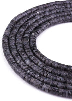 Natural Black Spectrolite Spacer Beads Caps Loose Semi Gemstone for Beading Jewelry Making 6mmx3mm 38cm