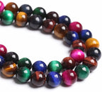 6mm 60PCS Colorful Tiger Eye Natural Stone Beads Crystal Spacer Loose Beads for Jewelry Making DIY Bracelet 1 Strand 15 inches