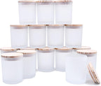 Thick Candle Jars for Making Candles 16 Pcs, 7 OZ Empty Jars with Wood Lids for Candle Making, Sample Container, Frosted White