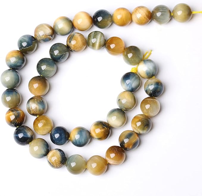 10mm 38PCS Natural Stone Dreamlike Blue Tiger Eye Beads for Jewelry Making DIY Bracelet