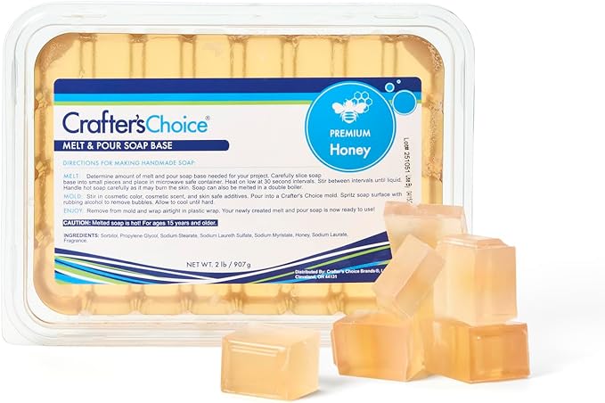Crafter's Choice Premium Glycerin Melt and Pour Soap Base for Soap Making and DIY Crafting Projects, 2LB Block (Honey)