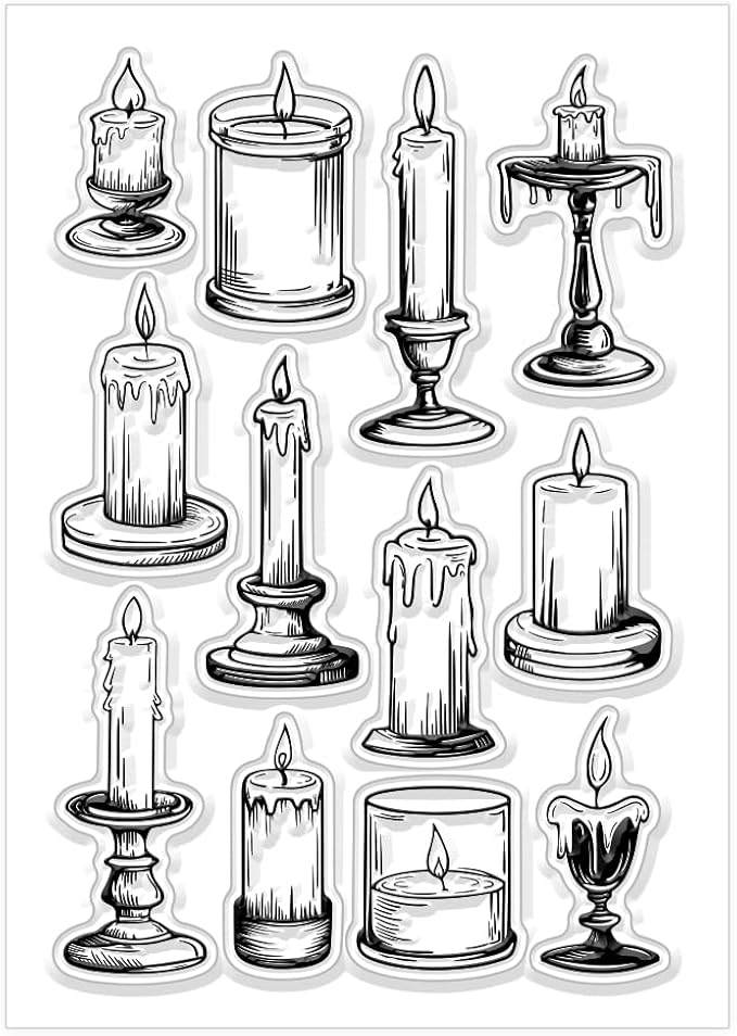 CHGCRAFT Lamp Candles Clear Stamps Transparent Stamps Silicone Clear Stamp Seals for DIY Scrapbooking Photo Album Decoration, 4.3x6.3inch
