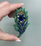 Crystal Art Beadwork kit for Creating Brooch "Peacock Feather" BP-353C
