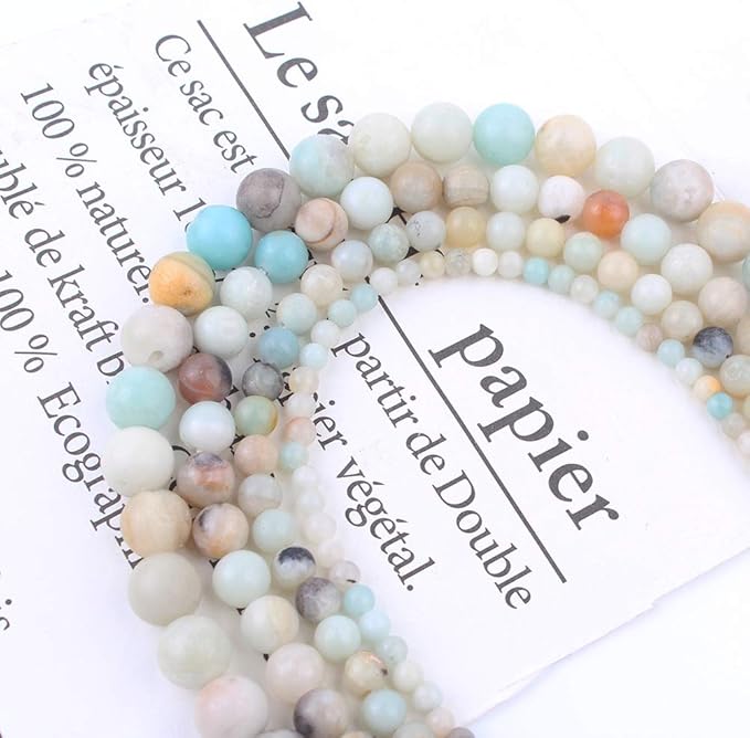 35pcs 10mm Natural Stone Beads Amazonite Beads Energy Crystal Healing Power Gemstone for Jewelry Making, DIY Bracelet Necklace