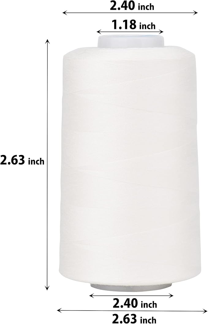 Simthread All Purpose Sewing Thread from 100% Spun Polyester for Serger, Overlock, Merrow, Quilting Sewing 4 Big Cones of 5000M (5500 Yards) Each - 40S/2 Natural