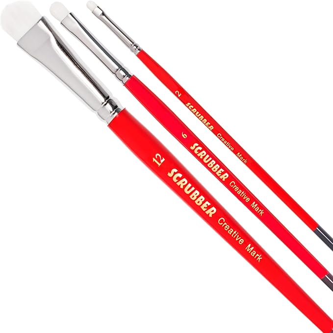 Creative Mark Scrubber Watercolor Paint Brush Set of 3, Watercolor Paintbrushes for Correcting Mistakes and Color Lifting