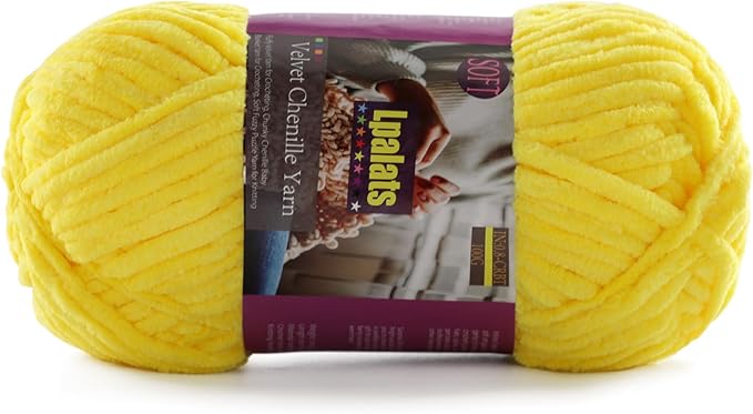 Chunky Chenille Yarn for Crocheting - 100g/3.5oz Baby Blanket Yarn for Crocheting Soft - 87 Yards Fluffy Thick Plush Yarns for Knitting Blankets Amigurumi (1, Yellow)