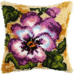 LAPATAIN Latch Hook Kits for DIY Throw Pillow Cover,Flower Needlework Cushion Cover Hand Craft Crochet 17x17inch