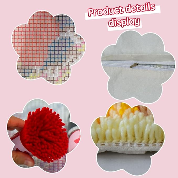 DL-YTG Latch Hook Kits Pillow Giraffe Crochet Yarn Cushion Colour Printed Canvas Rug Needlework DIY Pillowcase Hook and Latch Kit Arts Crafts Christmas Home Sofa Decoration 42x42cm/16X16in