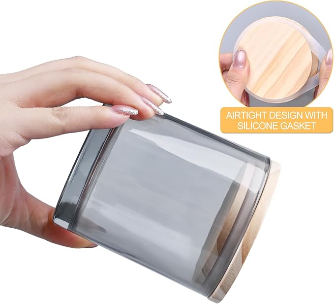 10 OZ Thick Candle Jars for Making Candles 15 Pcs, Empty Jars with Wood Lids for Candle Making, Sample Container, Grey