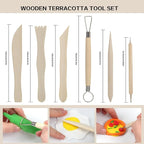 17Pcs Clay Sculpting Tools, Basic Clay Tools Kit, Polymer Clay Tools with Wooden Handles & Tool Bag, Practical Air Dry Clay Tools for Dotting, Carving, Molding, Pottery Kit for Adults Kids