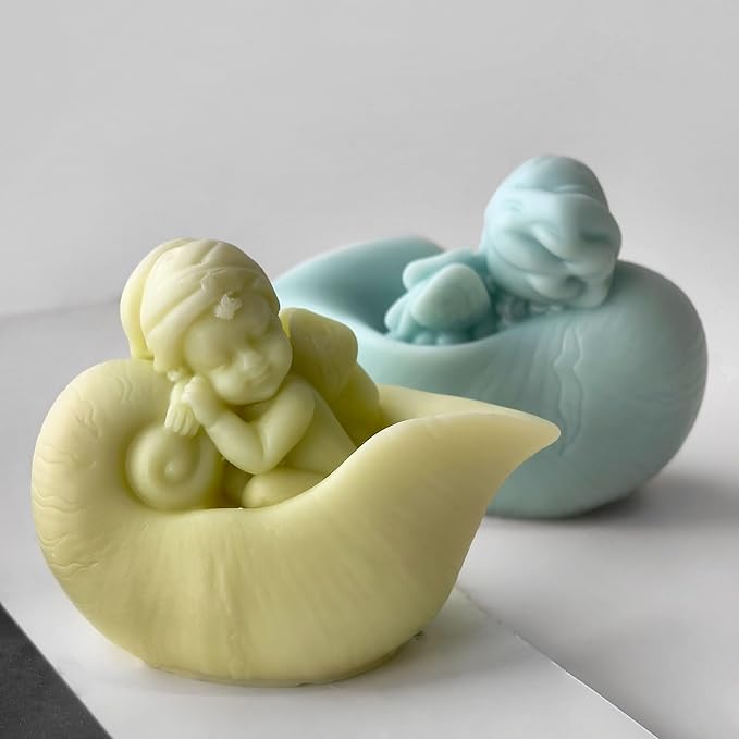 Baby Angel Molds Sleep Angel Resin Mold - Resin Casting Silicone Molds for Home Decor & Candle Making Wave Spiral Mold