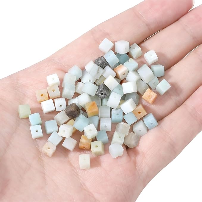 Natural Amazonite Square Stone Beads 4x4mm 85pcs Cube Loose Semi Gemstone Beads for Jewelry Making Design
