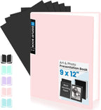 Sooez Art Portfolio 9x12, 30 Pockets with 30 Black Paper, Binder with Plastic Sleeves, Display 60 Pages, Presentation Book for Artwork, Folders Binder for Office School