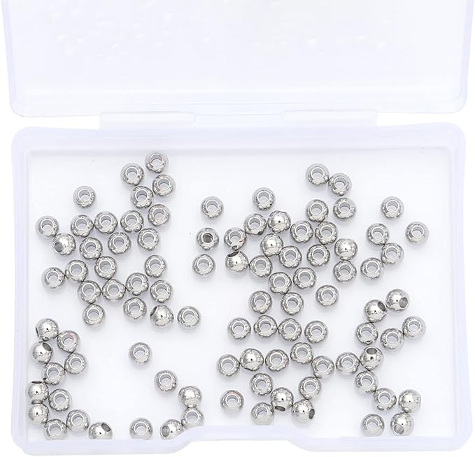 Platinum Plated Round Spacer Beads 4mm 100pcs for Jewelry Making Findings Non Tarnish