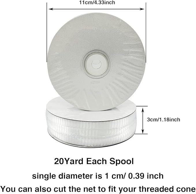 20Yards 1cm Wide Thread Net Spool Saver for Different Sizes of Embroidery Sewing Quilting and Serger Thread Spools/Cones (20Yards)
