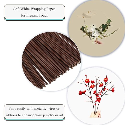 HAHIYO 18Gauge Brown Paper-Wrapped Metal Floral Wire 14 Inches(36cm), 70 Pack Flexible Paddle Wires Florist Wire Garden Wires for Craft Christmas Wreath Flower Arrangement Bouquet Wrapping Wedding DIY