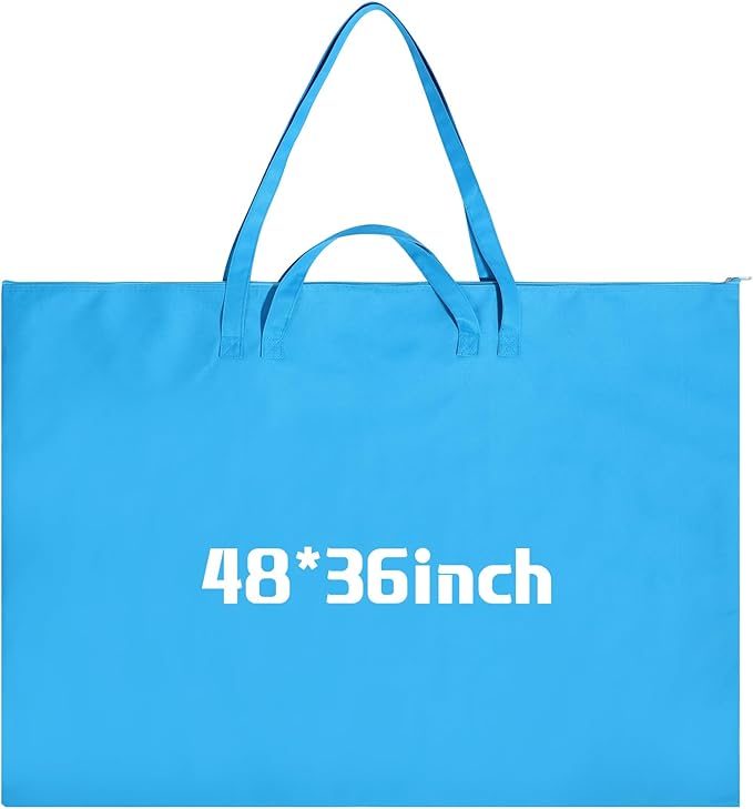 Abbylike 48 x 36 Inch Art Portfolio Bag Large Size Art Supply Bag with Nylon Shoulder Waterproof Poster Board Painting Drawing Sketch Storage Carrying Case for Christmas Artwork Gift(Blue,1 Pcs)