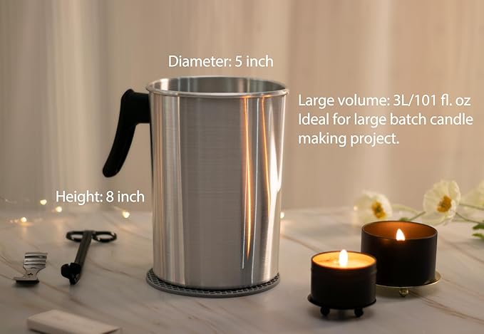 Soy Wax for Candle Making, 5 lb Soy Flakes, Paraffin-Free, Beeswax-Free, with 2X 101oz Wax Melting Pot, Candle Wicks, Wick Stickers, Centering Device