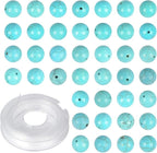 4mm 200pcs Natural Stone Round Beads Blue Turquoise Genuine Stone Beading Loose Gemstone DIY Charm Smooth Beads for Bracelets Necklaces Earrings Hole Size 1mm (Blue Turquoise 4mm)