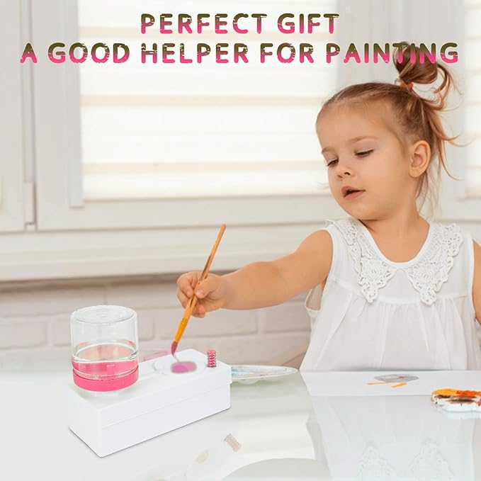 Upgraded All in 1 Paint Brush Cleaner: Paintbrush Cleaners Tool Paint Brush Rinser Paint Water Dispenser Painting Station for Acrylic, Watercolor, Oil Paint（Give 4 Pen & Pen holder & paint tray）