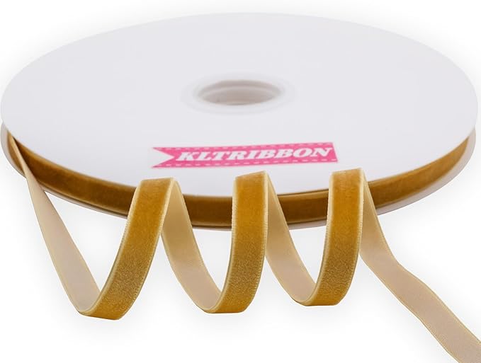 Nylon Single Face Velvet Ribbon,3/8 Inch X 25 Yards Spool (Gold)