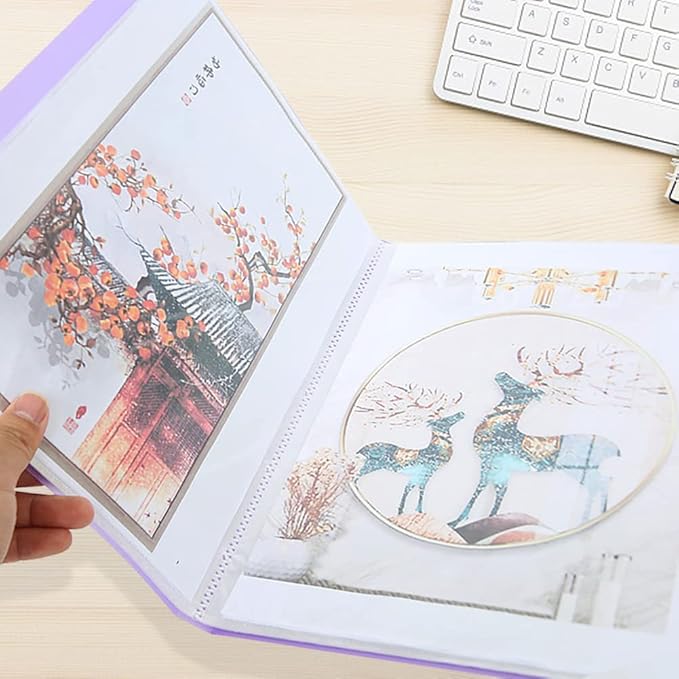 A3 Diamond Pictures Storage Book for Diamond Pictures Kits 30 Pages Diamond Beads Art Painting Portfolio Presentation Storage Book Folder Clear Pockets Pink