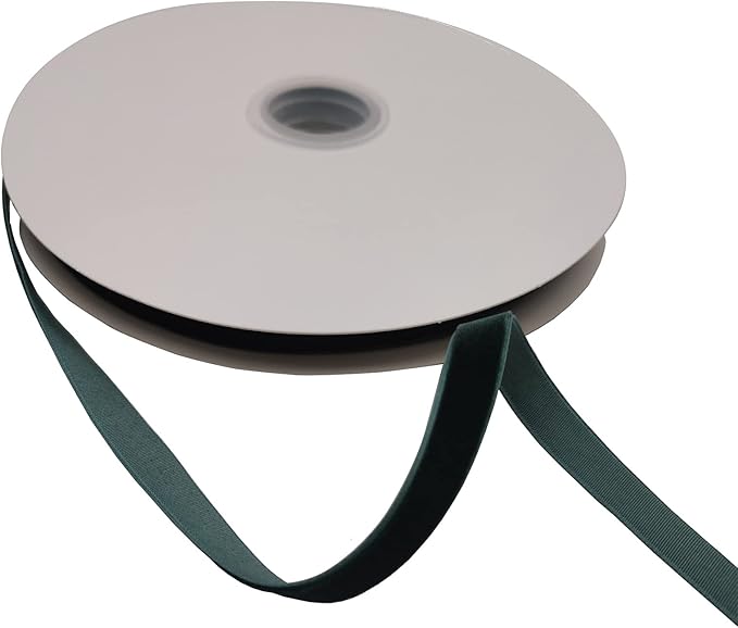 Dk Green Velvet Ribbon Single Sided,3/8 Inch X 25Yards Spool