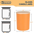 SHOWIN Thick Candle Jars for Making Candles 12 Pcs, 7 OZ Empty Jars with Wood Lids for Candle Making, Sample Container, Fall