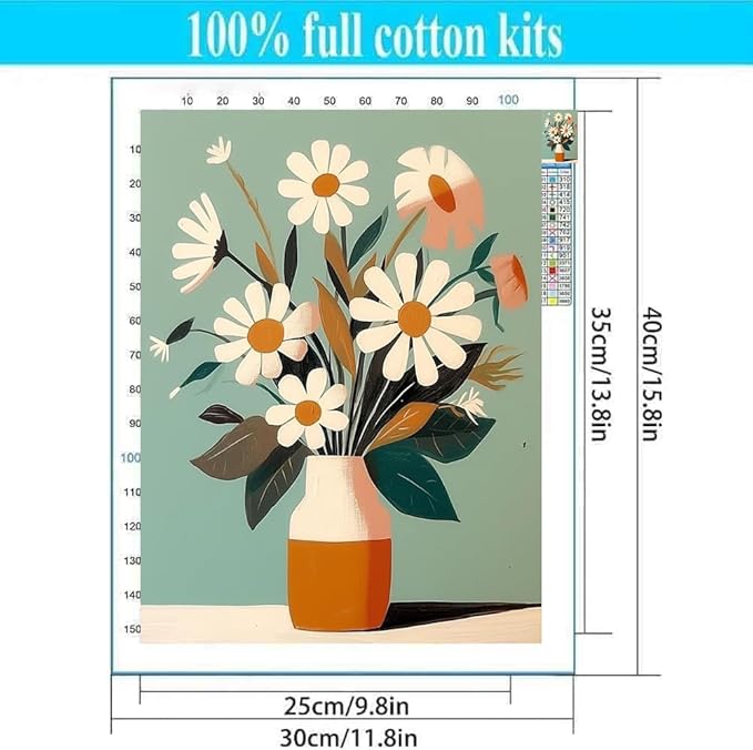 Lzyueyuan Flowers Stamped Cross Stitch Kits for Adults Beginner,Cross Stitch Ornament Kits Counted Embroidery Needlepoint Kits Home Decor 11.8X15.7inch
