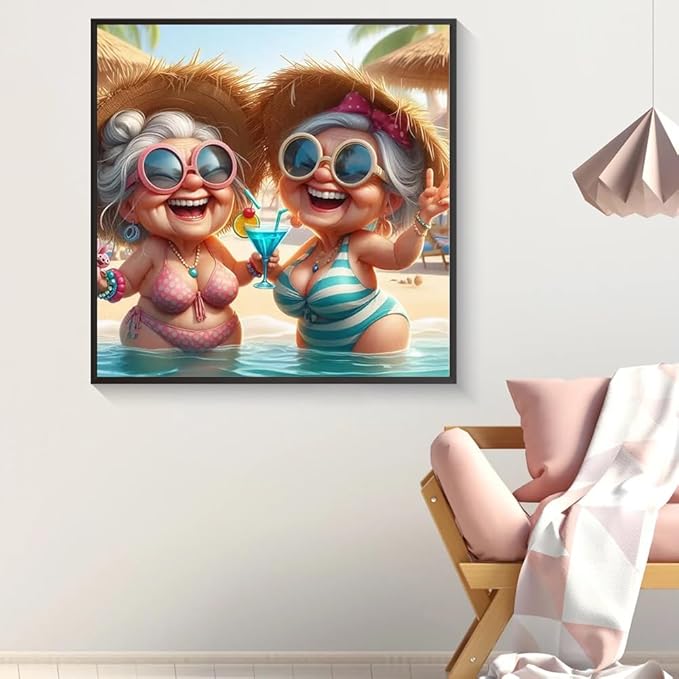 Old Girlfriend Diamond Painting Kits for Adults, 5D Diamond Art Painting by Numbers Kits, DIY Diamond Dots Art Kits, Full Round Drill Diamond Art Kits for Adults for Home Wall Decor, 14x14 inch