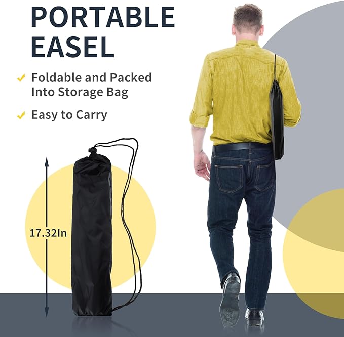 1 PCS Black Easel Stand for Wedding Sign Stand, 65 Inch Adjustable Metal Easels for Display, Portable Folding Easel for Wedding, Display Show, Arts, Poster with Portable Bags