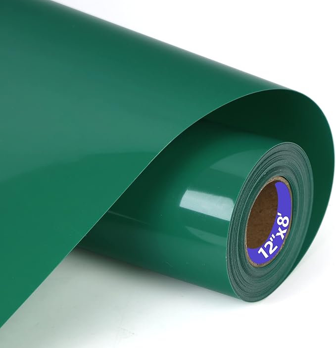 HTV Green Heat Transfer Vinyl Rolls 12 Inch by 8feet Roll Iron on DIY for T-Shirt Easy to Cut & Weed for Heat Vinyl Design Glossy (8Ft, Green)