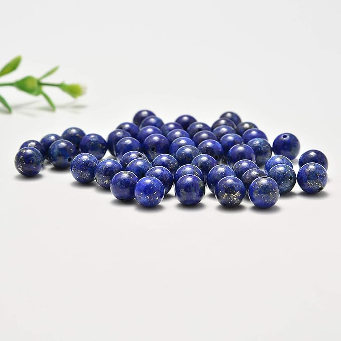 NCB 200pcs 6mm Lapis Lazuli Loose Beads for Jewelry Making, Natural Semi Precious Beads Round Smooth Gemstones Spacer Beads Charms for Necklaces Bracelets (Lapis Lazuli, 6mm 200Beads)