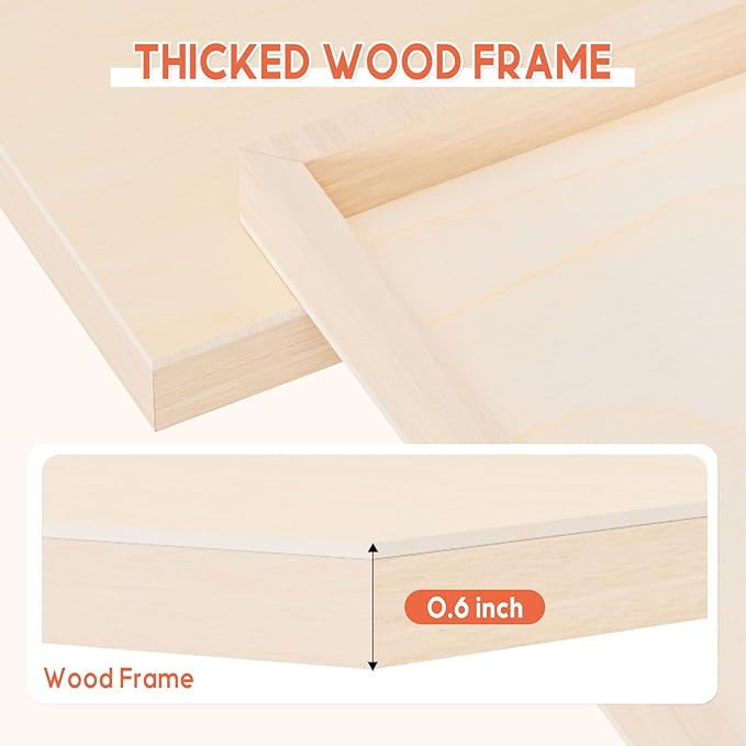 Unfinished Wood Canvas Panels for Painting, 8×10" Basswood Canvas- 1/2" Deep Cradle Board with Easel for Acrylic and Oil Painting, Pouring Art, Crafting