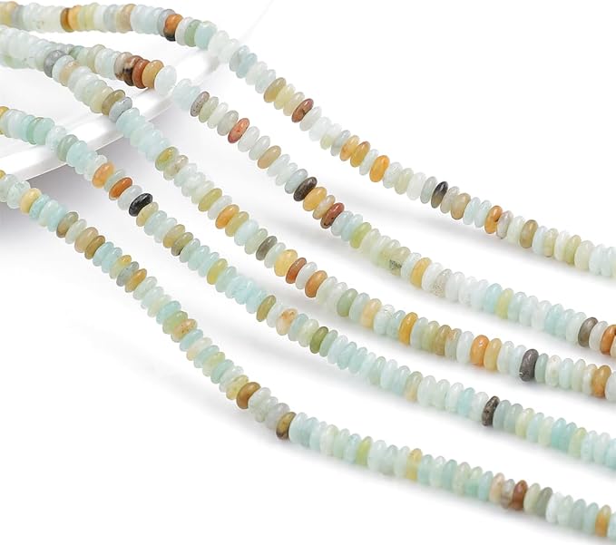 Natural Amazonite Spacer Beads Caps Rondelle Disk Loose Beads for Beading Jewelry Making 4mmx2mm 38cm