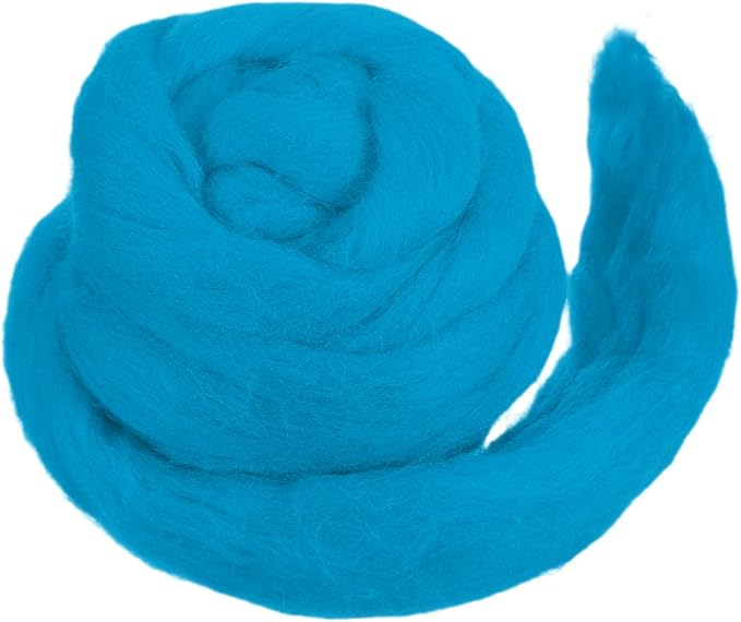 MECCANIXITY Wool Roving Yarn Soft Felting Wool 50g/1.76oz Pure Chunky Roving Yarn for Needle Felting Knitting Blanket Spinning Weaving Art DIY Craft Blue