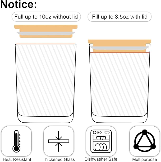 Creahaus 10oz, 16 Pack Thick Candle Jars with Bamboo Lids for Making Candles, Bulk Clear Empty Glass Candle Containers & Sticky Labels, Warming Labels Kit, Heat Resistant Candle Vessels