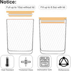 Creahaus 10oz, 16 Pack Thick Candle Jars with Bamboo Lids for Making Candles, Bulk Clear Empty Glass Candle Containers & Sticky Labels, Warming Labels Kit, Heat Resistant Candle Vessels