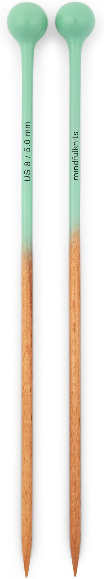 mindfulknits Premium Straight Single Pointed Beech Wood Knitting Needles – Size US 8, 5mm – 30cm Length – Straight Needle Set - Crafting & Knitting Supplies for Relaxation & Stress Relief (US8, 5mm)